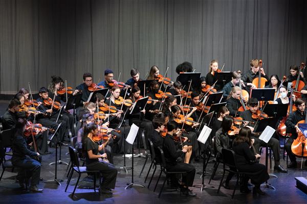 Students performing at the 2023-2024 All County Orchestra Concert